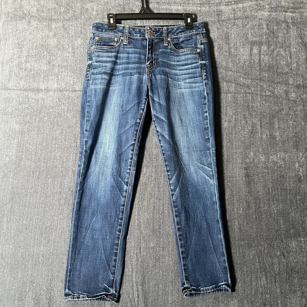 American Eagle Slouchy Jeans Womens Size 2 Medium Wash Blue Denim Stretch - Picture 1 of 10